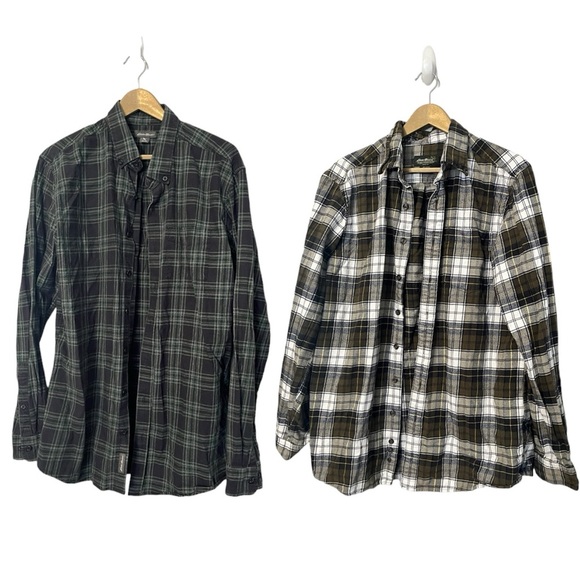 Eddie Bauer Set of 2 100% Cotton Flannels - Men’s Tall Large - Picture 1 of 12